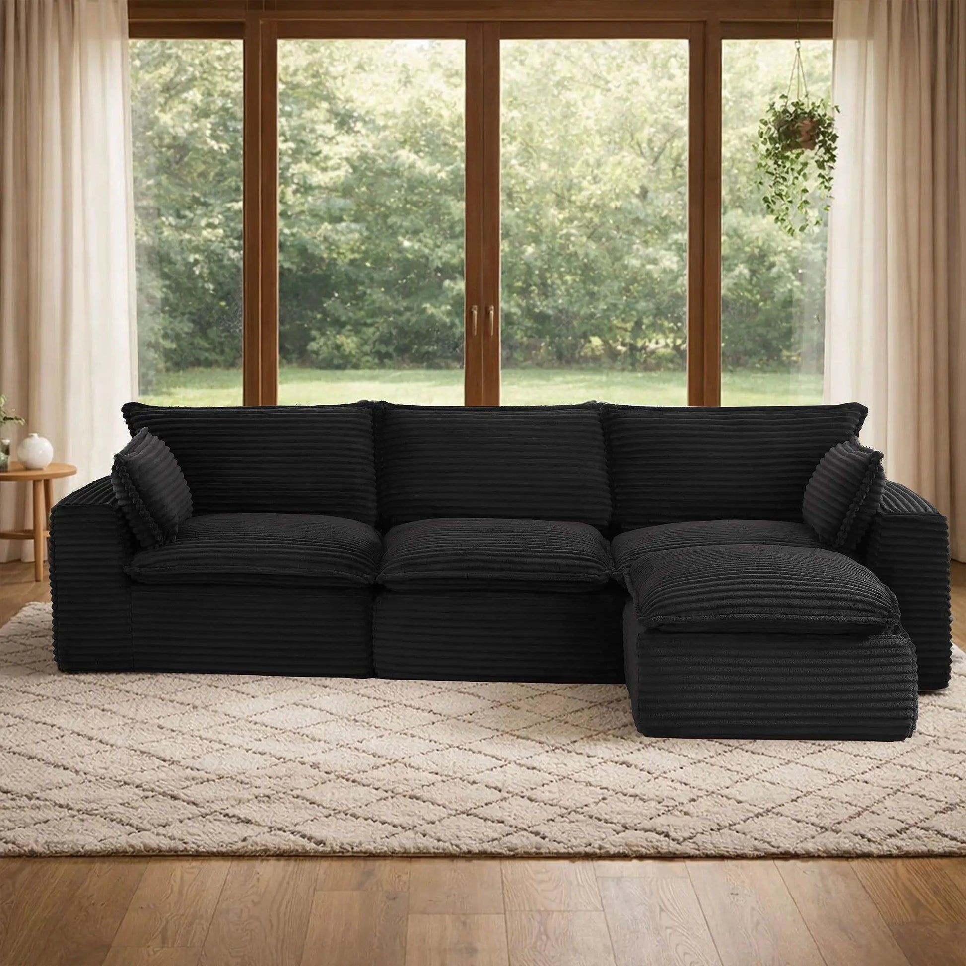 4 Pieces 3 - Seat Modular Sectional Sofa (PAS - 2637 - LS+MS+RS+FT) - Direct Wicker