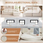 4 Pieces 3 - Seat Modular Sectional Sofa (PAS - 2637 - LS+MS+RS+FT) - Direct Wicker