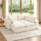 4 Pieces 3 - Seat Modular Sectional Sofa (PAS - 2637 - LS+MS+RS+FT) - Direct Wicker