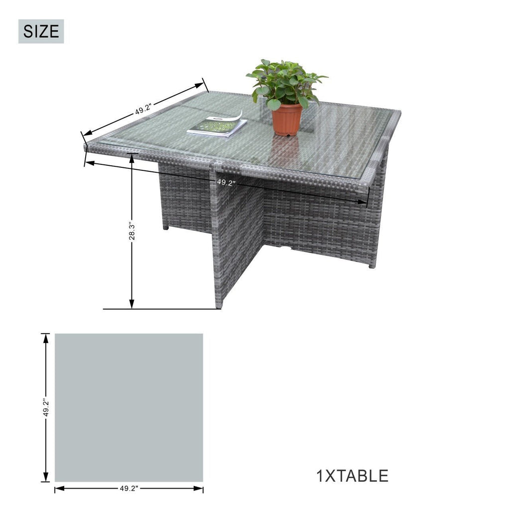 4 - Seat Cube Outdoor Dining Table (PAD - 3233B - Table) - Direct Wicker