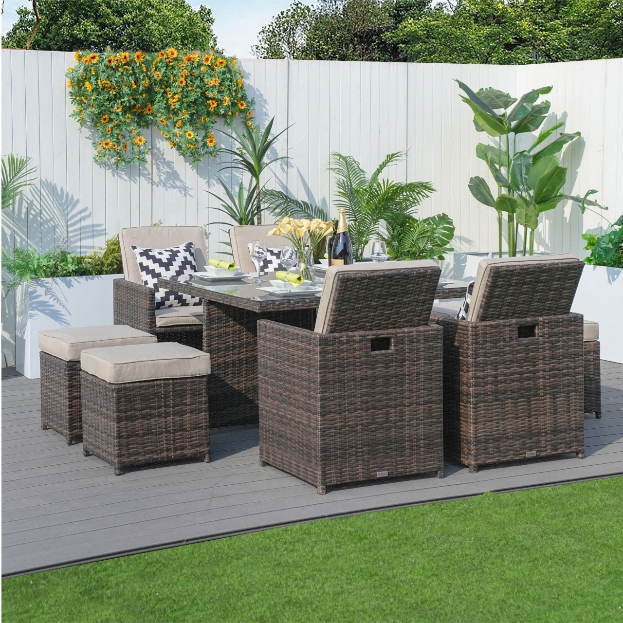 4 - Seat Cube Outdoor Dining Table (PAD - 3233B - Table) - Direct Wicker