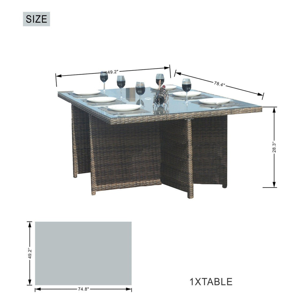 4 - Seat Cube Outdoor Dining Table (PAD - 3233B - Table) - Direct Wicker
