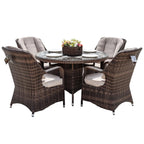 4-Seat Outdoor Dining Set - Parma Chairs with A Round Dining Table (PAD-1709) - Direct Wicker