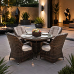 4-Seat Outdoor Dining Set - Parma Chairs with A Round Dining Table (PAD-1709) - Direct Wicker