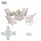 4-Seat Outdoor Fire Pit Set - Parma Chairs with Cube Fire Pit Table (PAG-1104+009) - Direct Wicker
