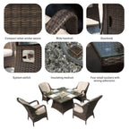 4-Seat Outdoor Fire Pit Set - Parma Chairs with Cube Fire Pit Table (PAG-1104+009) - Direct Wicker