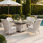 4-Seat Outdoor Fire Pit Set - Parma Chairs with Cube Fire Pit Table (PAG-1104+009) - Direct Wicker