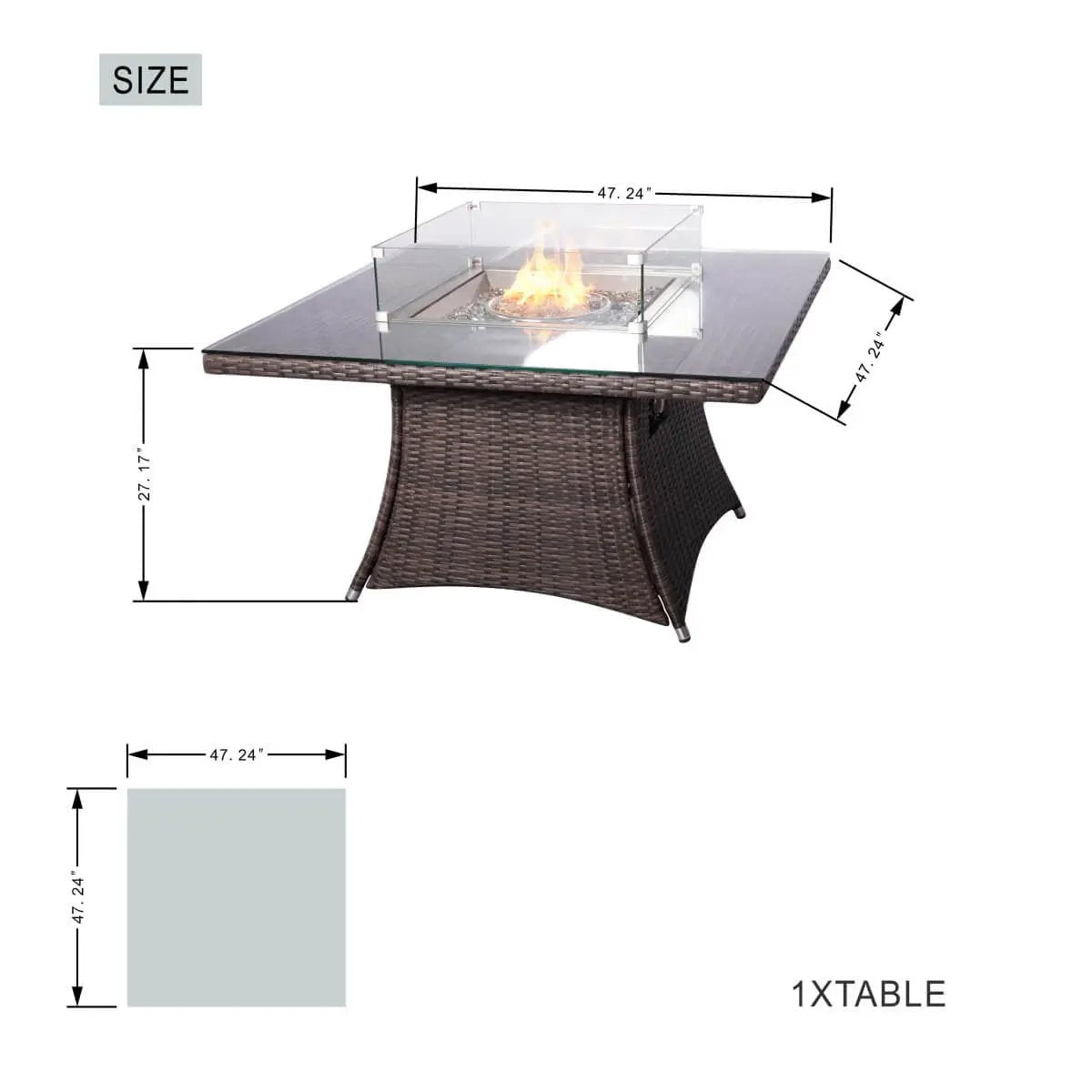 4-Seat Outdoor Fire Pit Set - Parma Chairs with Cube Fire Pit Table (PAG-1104+009) - Direct Wicker