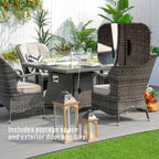 4-Seat Outdoor Fire Pit Set - Parma Chairs with Cube Fire Pit Table (PAG-1104+009) - Direct Wicker