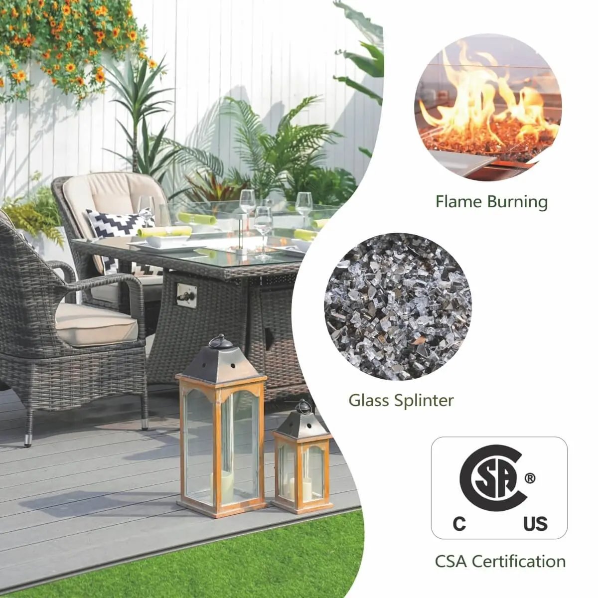 4-Seat Outdoor Fire Pit Set - Parma Chairs with Cube Fire Pit Table (PAG-1104+009) - Direct Wicker
