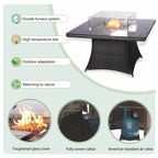 4-Seat Outdoor Fire Pit Set - Parma Chairs with Cube Fire Pit Table (PAG-1104+009) - Direct Wicker