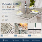 4-Seat Outdoor Fire Pit Set - Parma Chairs with Cube Fire Pit Table (PAG-1104+009) - Direct Wicker