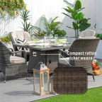 4-Seat Outdoor Fire Pit Set - Parma Chairs with Cube Fire Pit Table (PAG-1104+009) - Direct Wicker