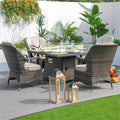 4-Seat Outdoor Fire Pit Set - Parma Chairs with Cube Fire Pit Table (PAG-1104+009) - Direct Wicker