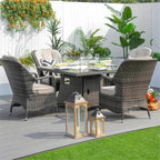 4-Seat Outdoor Fire Pit Set - Parma Chairs with Cube Fire Pit Table (PAG-1104+009) - Direct Wicker