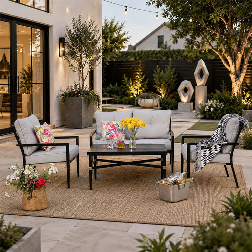 4-Seat Outdoor Sofa Set with Cushions and Coffee Table (PAS-2467-SET) - Direct Wicker