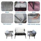 4-Seat Patio Aluminum Frame Wicker Sofa Set with Coffee Table (PAS-1649B) - Direct Wicker