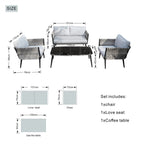 4-Seat Patio Aluminum Frame Wicker Sofa Set with Coffee Table (PAS-1649B) - Direct Wicker