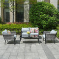 4-Seat Patio Aluminum Frame Wicker Sofa Set with Coffee Table (PAS-1649B) - Direct Wicker
