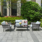 4-Seat Patio Aluminum Frame Wicker Sofa Set with Coffee Table (PAS-1649B) - Direct Wicker