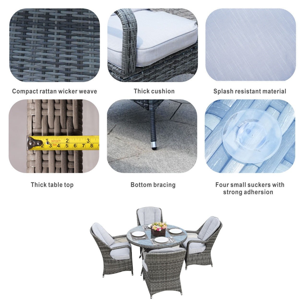 4 - Seat Round Outdoor Dining Table (PAD - 1709 - Table) - Direct Wicker