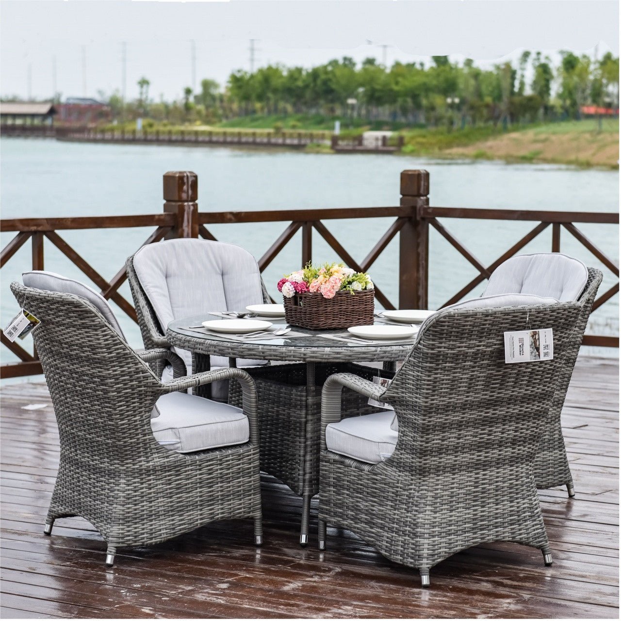 4 - Seat Round Outdoor Dining Table (PAD - 1709 - Table) - Direct Wicker