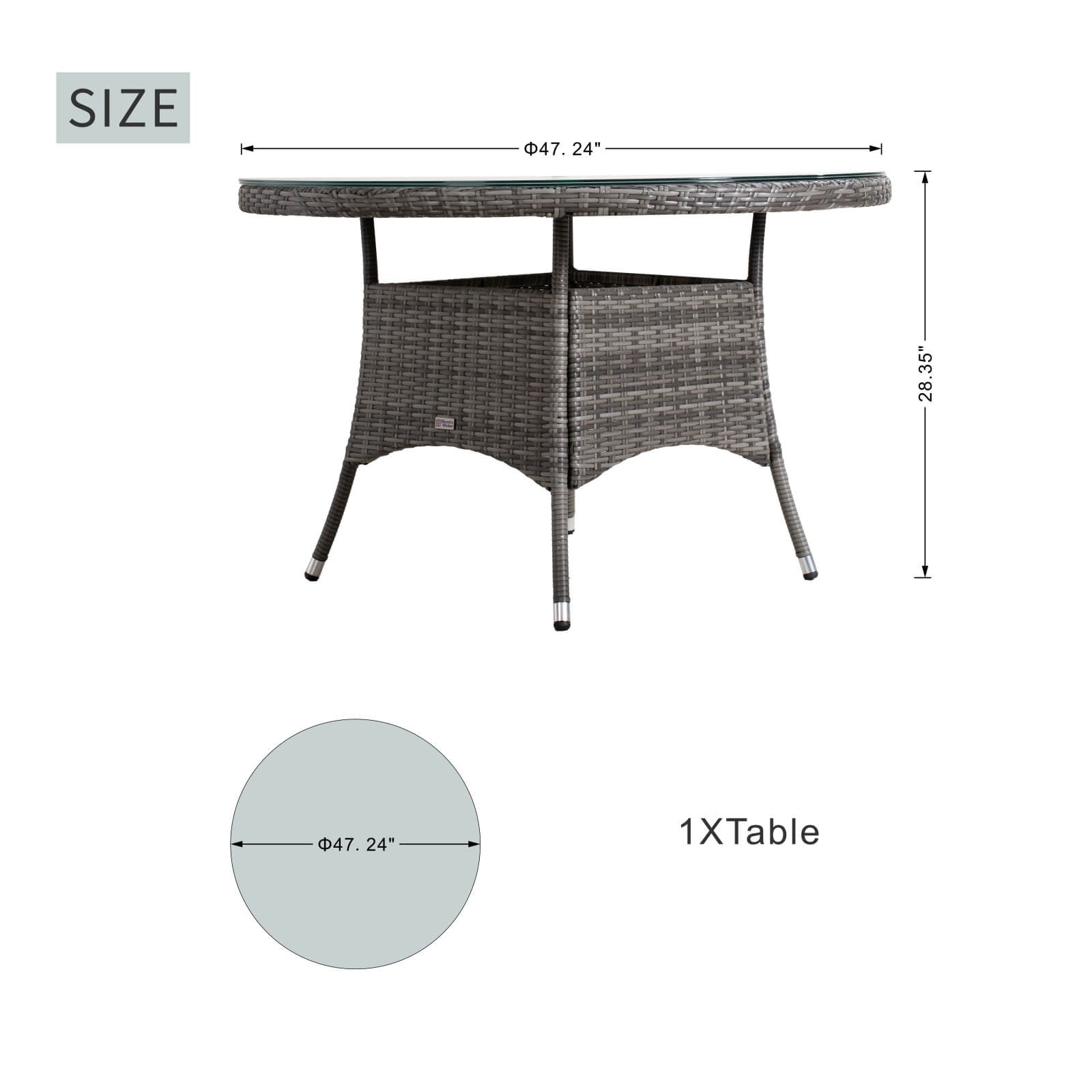 4 - Seat Round Outdoor Dining Table (PAD - 1709 - Table) - Direct Wicker
