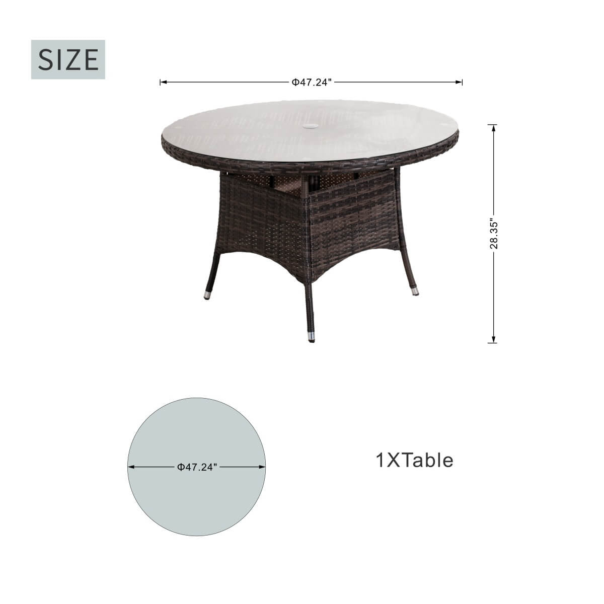 4-Seat Round Outdoor Dining Table (PAD-1709-Table) - Direct Wicker