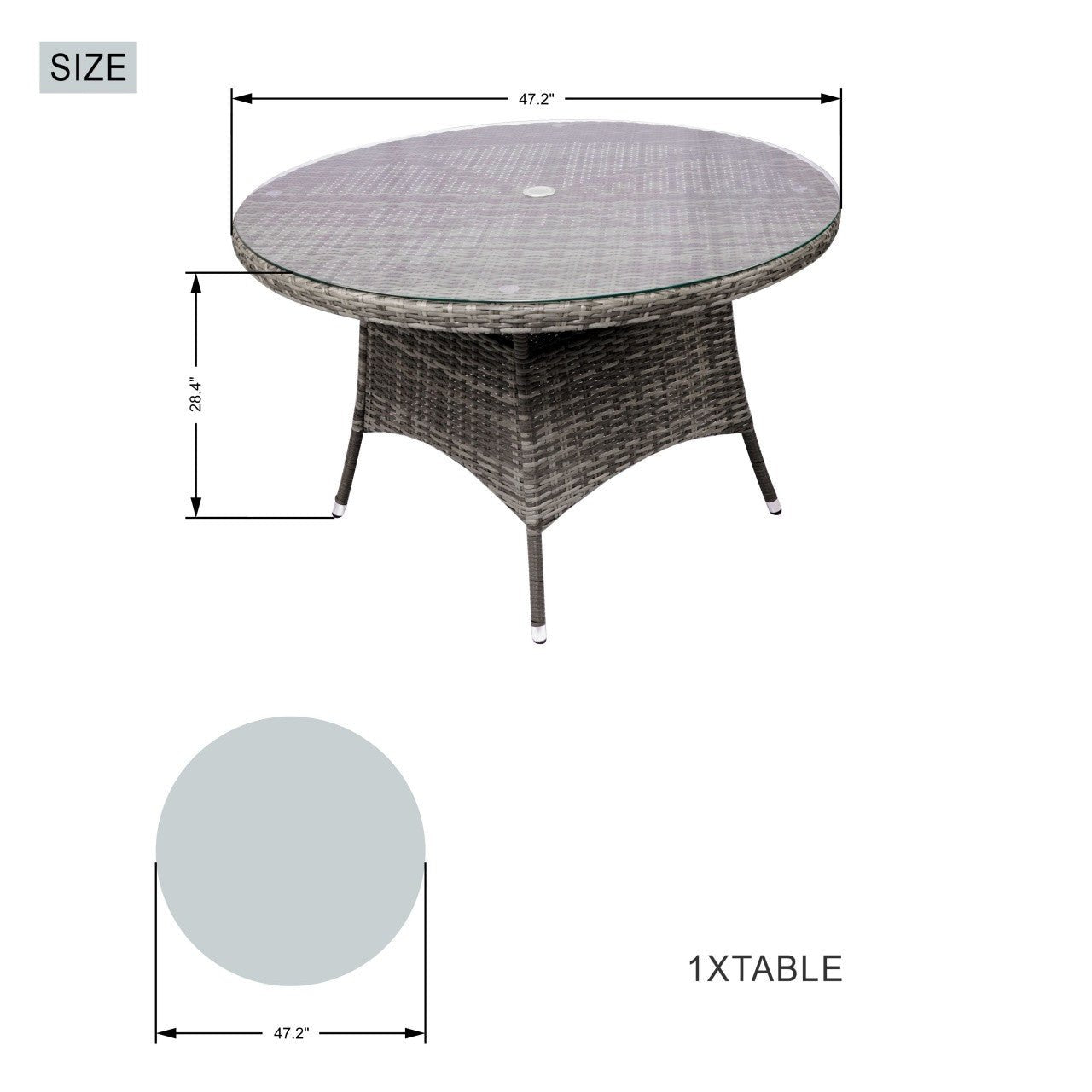 4 - Seat Round Outdoor Dining Table (PAD - 1709 - Table) - Direct Wicker