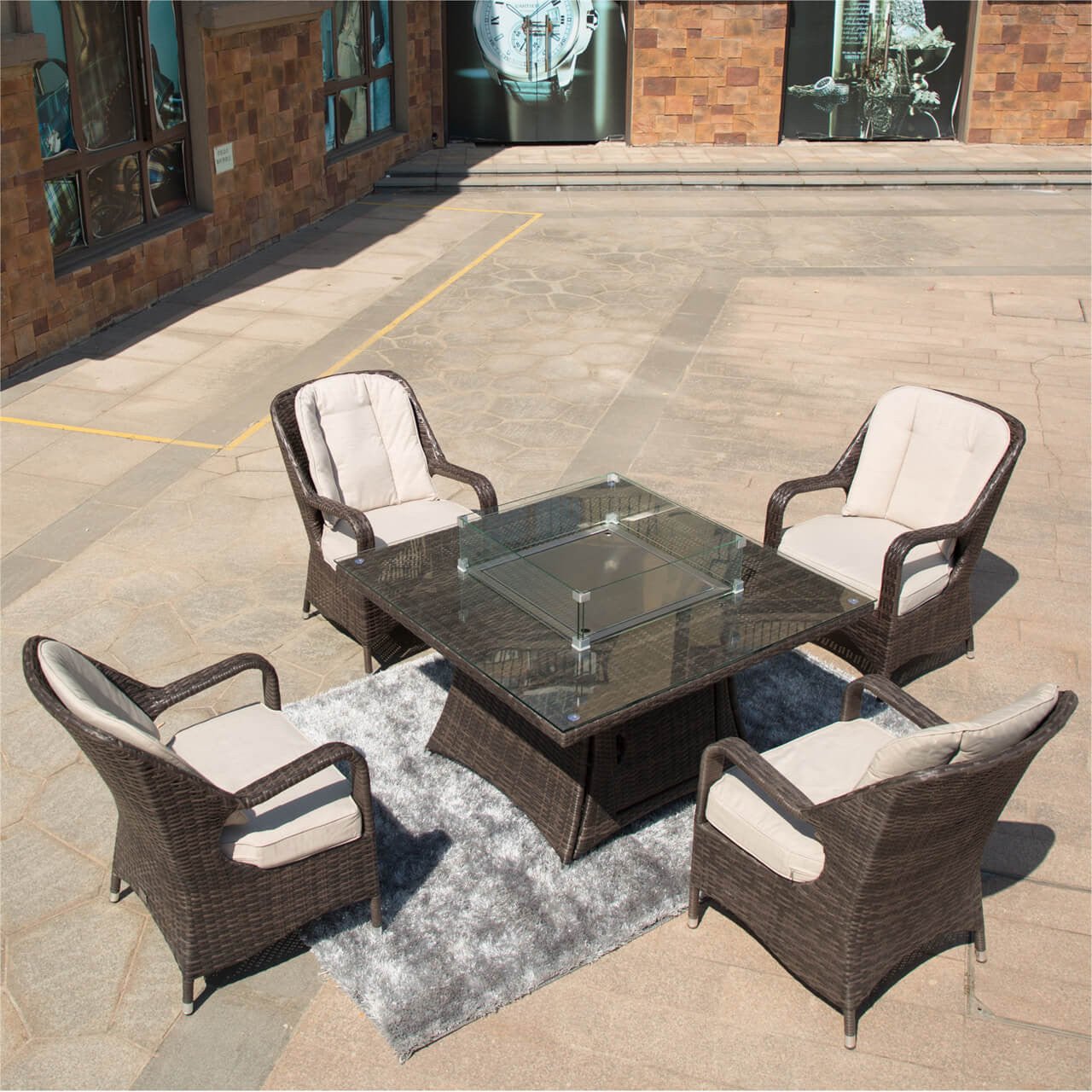 4 - Seat Square Fire Pit Table (PAG - 1104 - T) - Direct Wicker