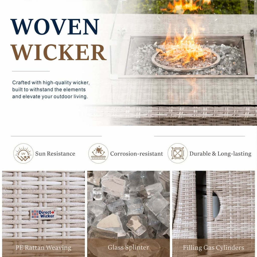 4-Seat Square Fire Pit Table (PAG-1104-T) - Direct Wicker