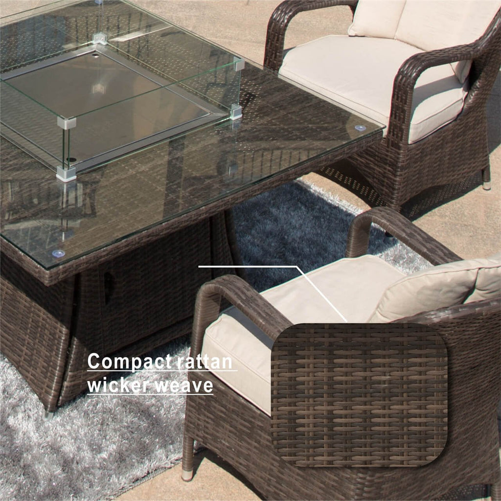 4 - Seat Square Fire Pit Table (PAG - 1104 - T) - Direct Wicker