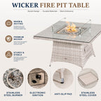 4-Seat Square Fire Pit Table (PAG-1104-T) - Direct Wicker