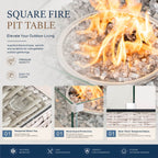 4-Seat Square Fire Pit Table (PAG-1104-T) - Direct Wicker