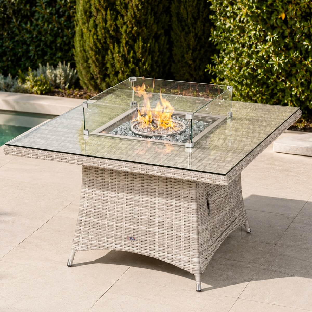 4-Seat Square Fire Pit Table (PAG-1104-T) - Direct Wicker
