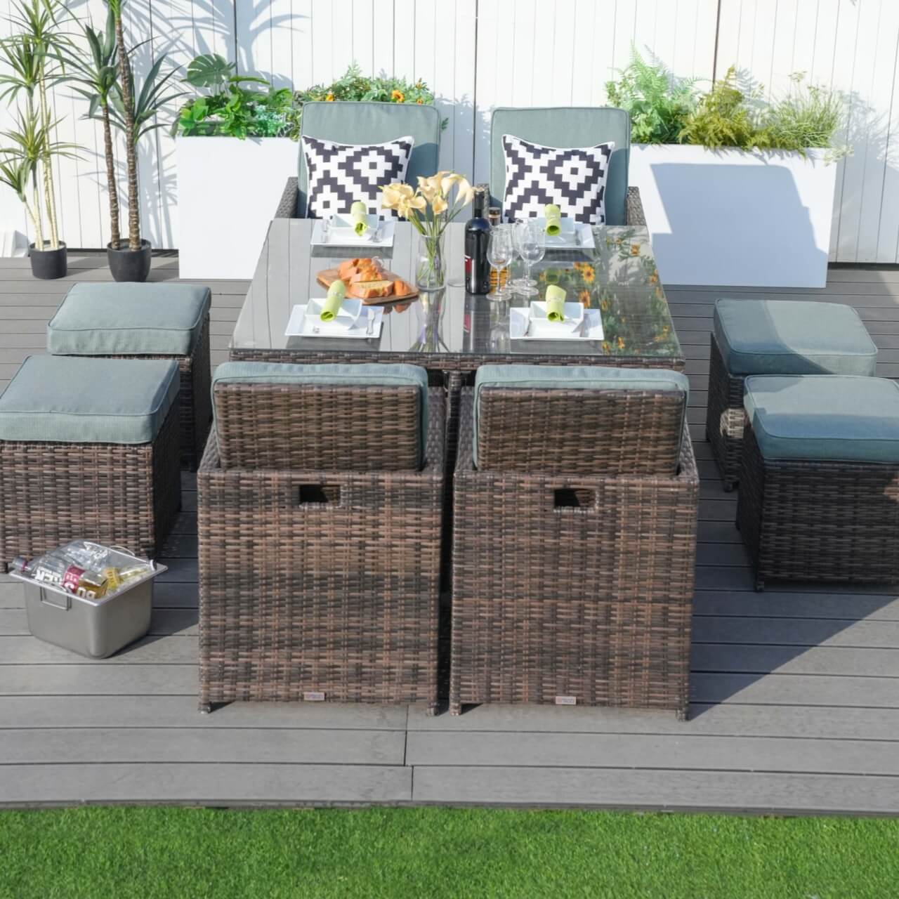 4 - Seater Outdoor Dining Set - Carmel Chairs with Cube Dining Table (PAD - 3233B) - Direct Wicker