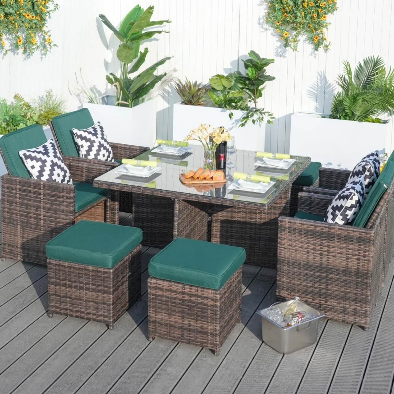 4 - Seater Outdoor Dining Set - Carmel Chairs with Cube Dining Table (PAD - 3233B) - Direct Wicker