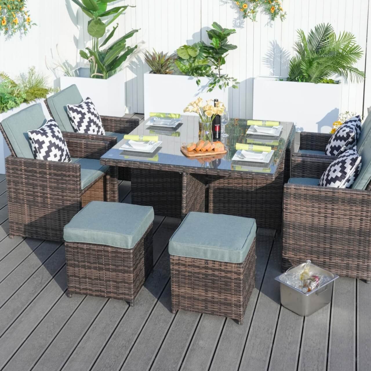 4 - Seater Outdoor Dining Set - Carmel Chairs with Cube Dining Table (PAD - 3233B) - Direct Wicker