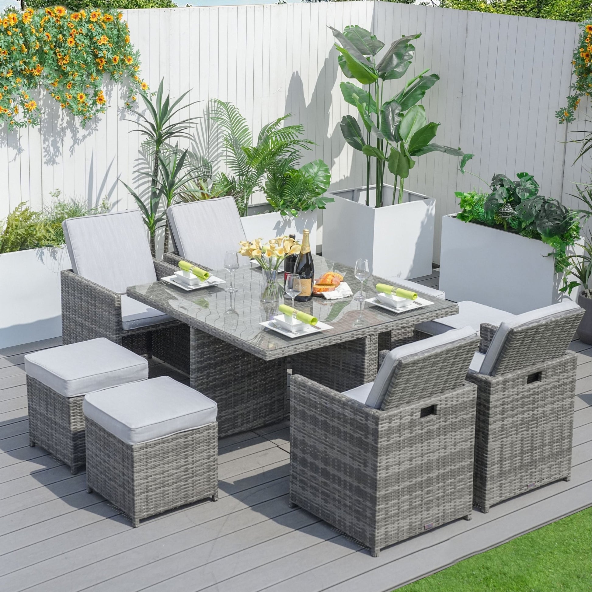 4 - Seater Outdoor Dining Set - Carmel Chairs with Cube Dining Table (PAD - 3233B) - Direct Wicker