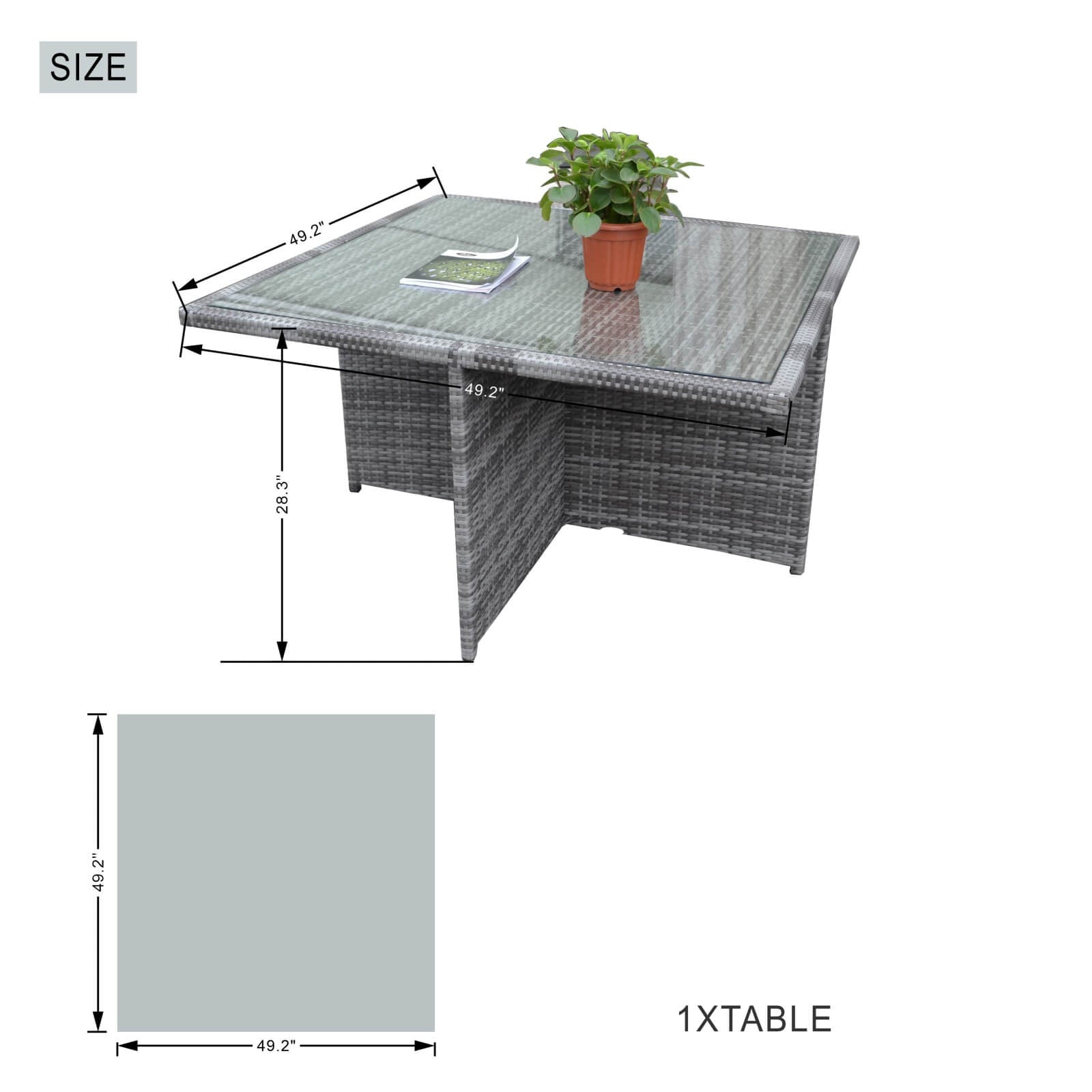 4 - Seater Outdoor Dining Set - Carmel Chairs with Cube Dining Table (PAD - 3233B) - Direct Wicker
