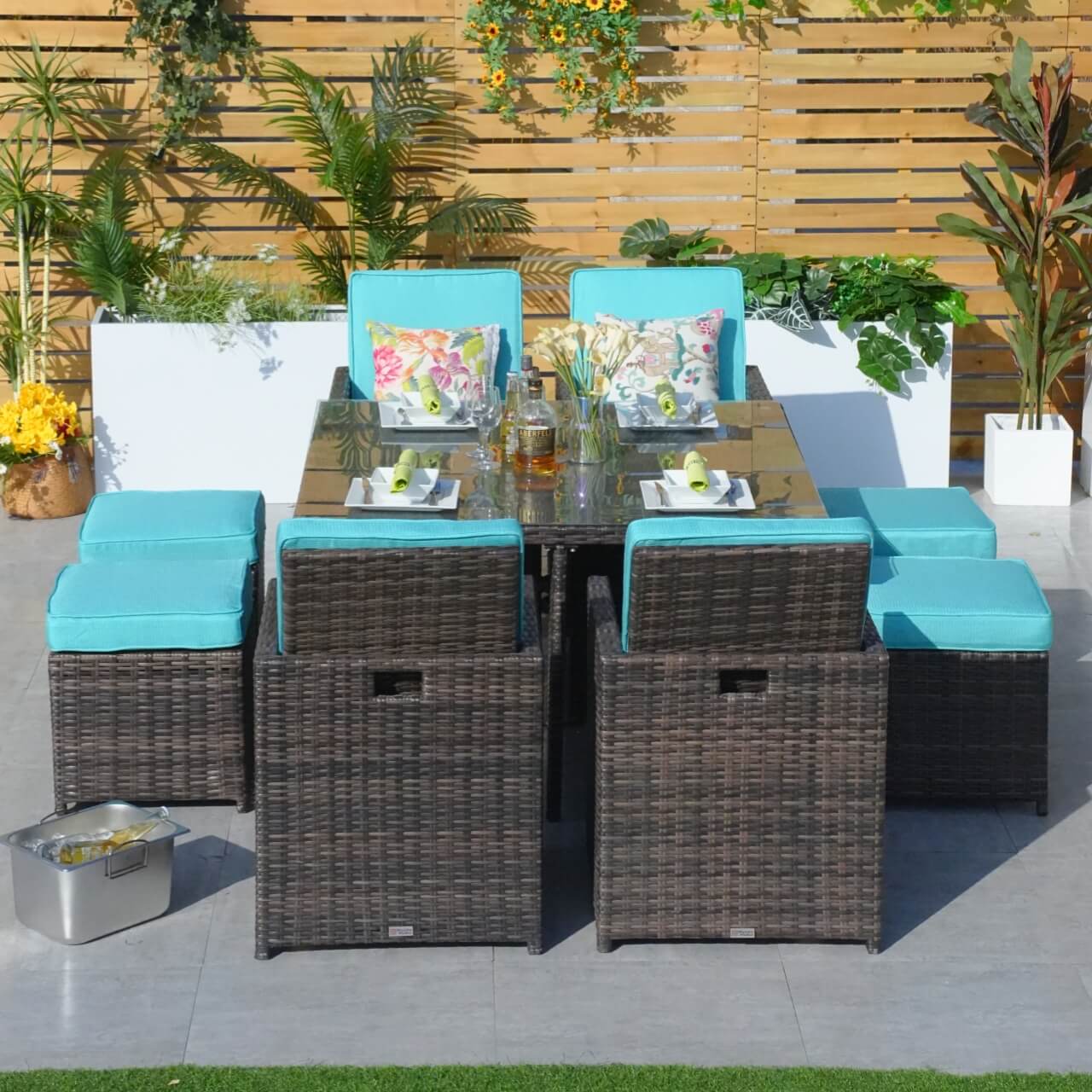 4 - Seater Outdoor Dining Set - Carmel Chairs with Cube Dining Table (PAD - 3233B) - Direct Wicker