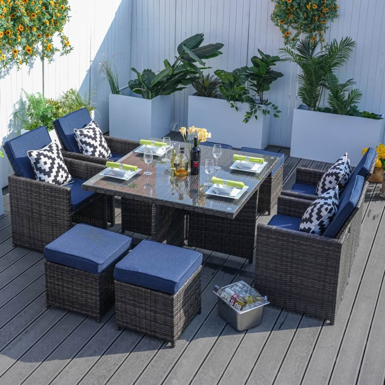 4 - Seater Outdoor Dining Set - Carmel Chairs with Cube Dining Table (PAD - 3233B) - Direct Wicker