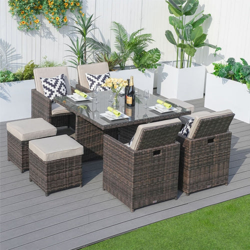 4 - Seater Outdoor Dining Set - Carmel Chairs with Cube Dining Table (PAD - 3233B) - Direct Wicker