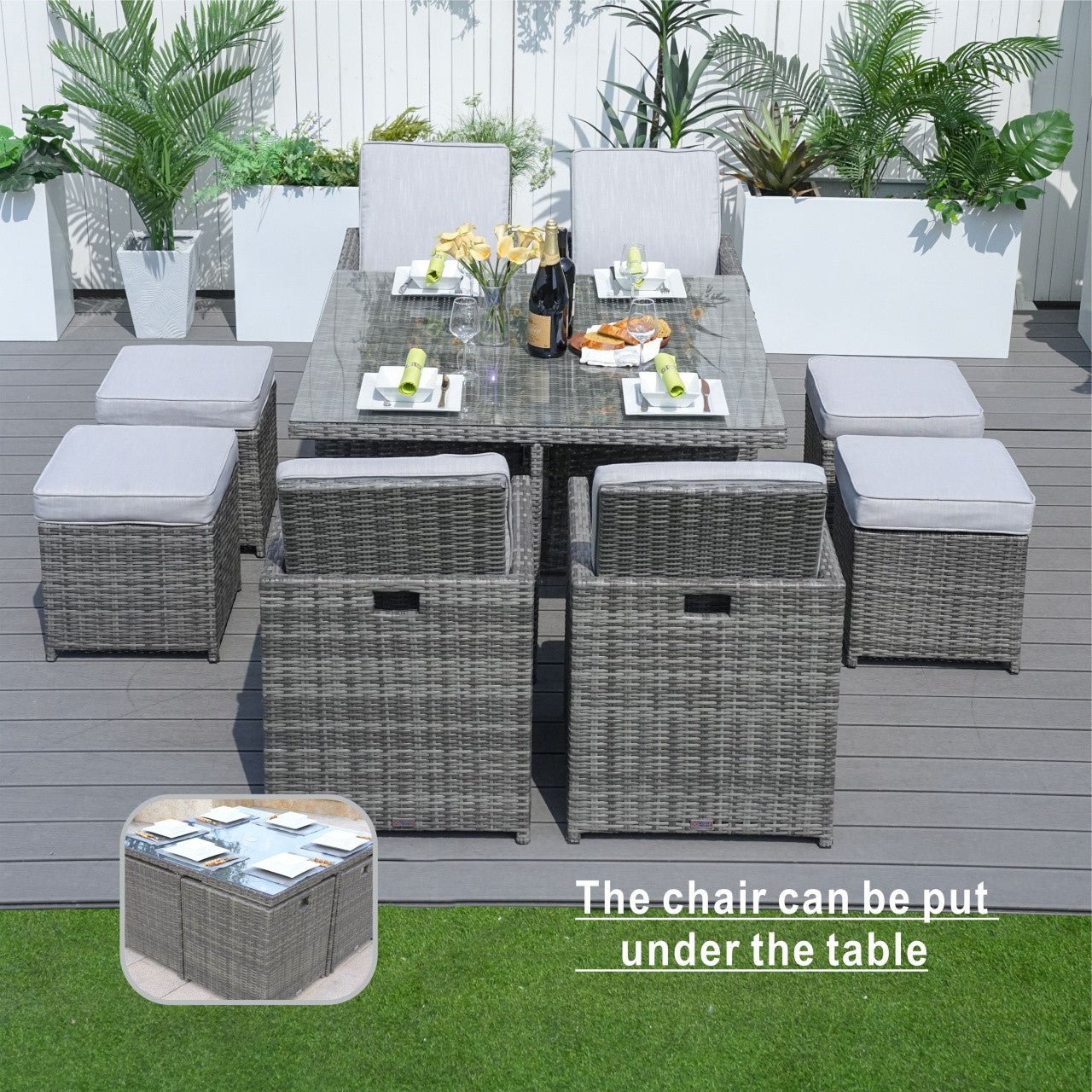 4 - Seater Outdoor Dining Set - Carmel Chairs with Cube Dining Table (PAD - 3233B) - Direct Wicker