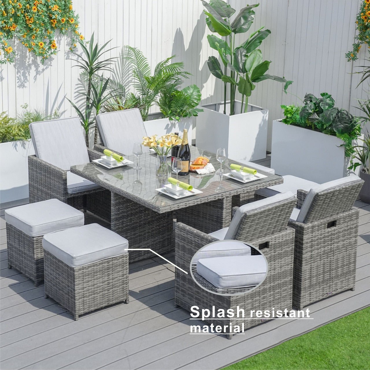 4 - Seater Outdoor Dining Set - Carmel Chairs with Cube Dining Table (PAD - 3233B) - Direct Wicker