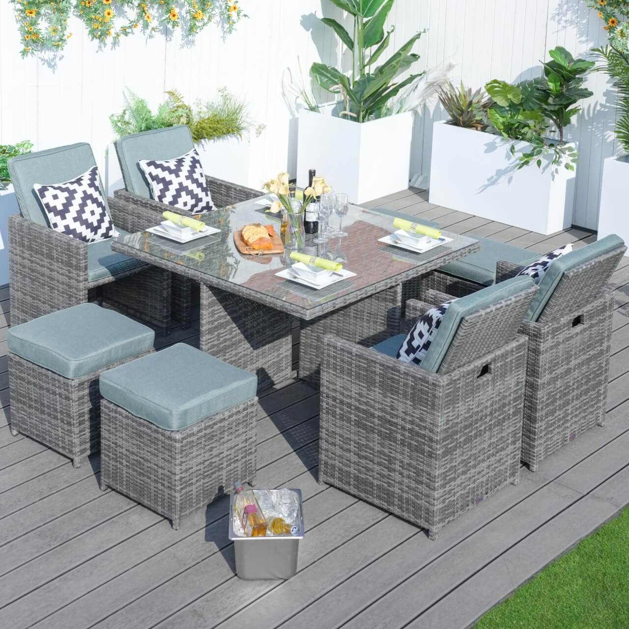 4 - Seater Outdoor Dining Set - Carmel Chairs with Cube Dining Table (PAD - 3233B) - Direct Wicker