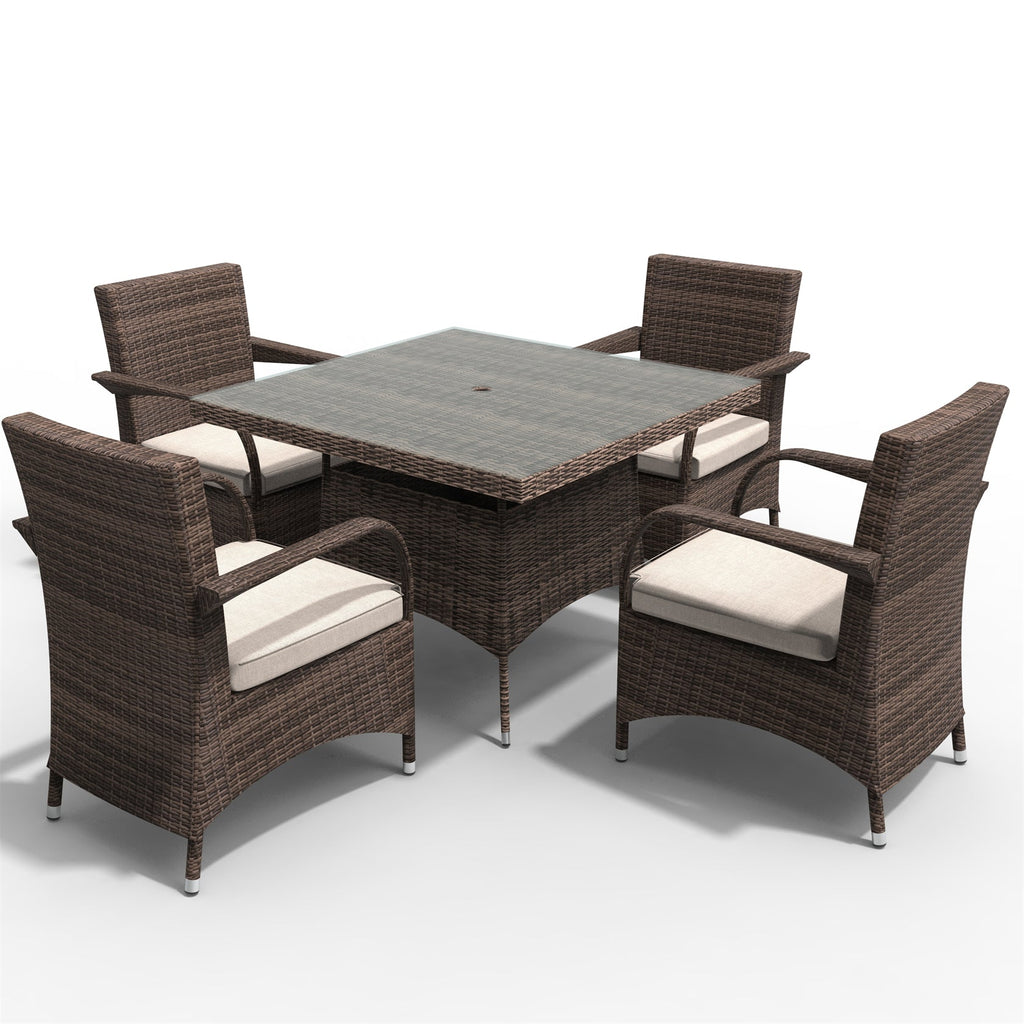 4 - Seater Outdoor Dining Set – Hampton Chairs with Cube Dining Table (PAD - 1710+1122) - Direct Wicker
