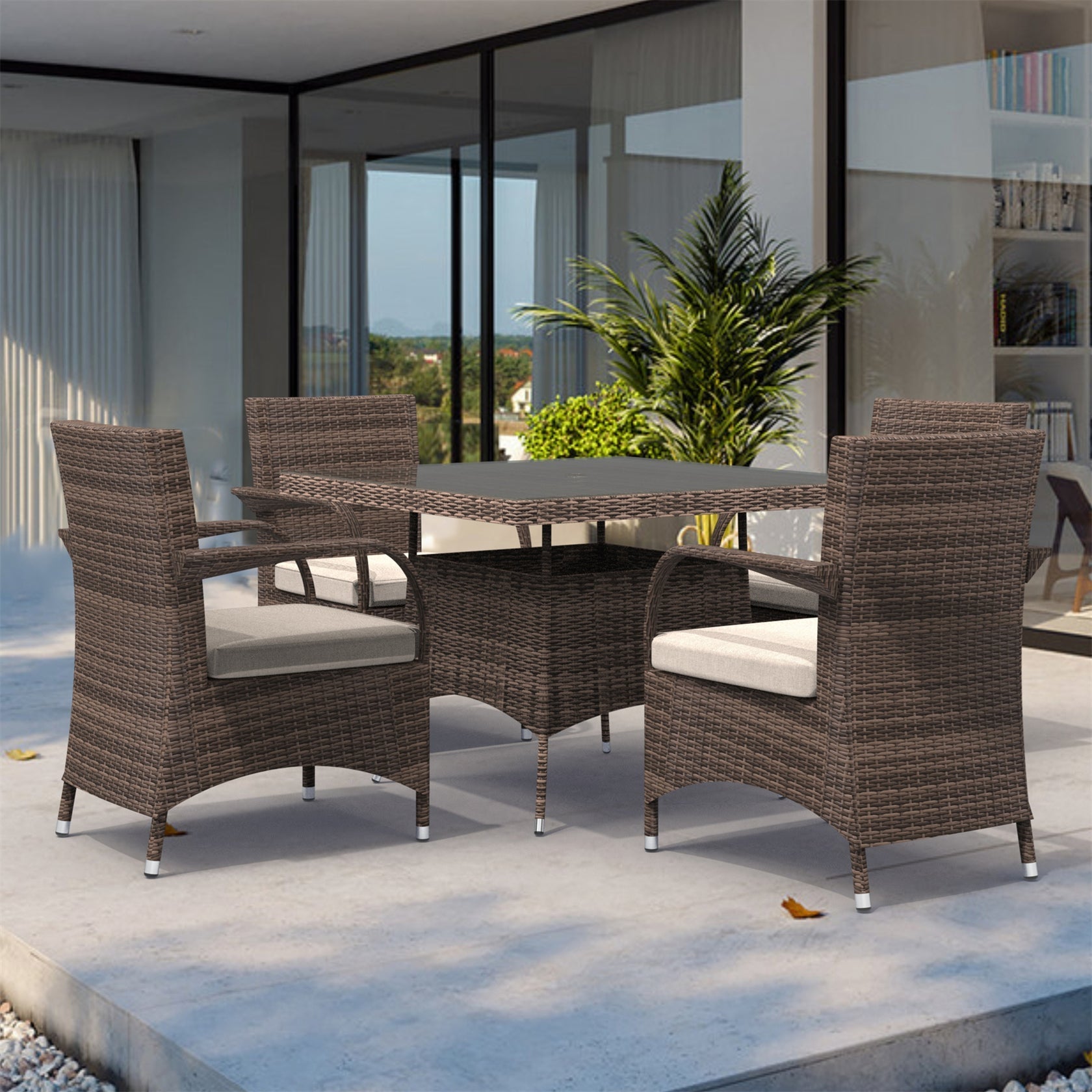 4 - Seater Outdoor Dining Set – Hampton Chairs with Cube Dining Table (PAD - 1710+1122) - Direct Wicker