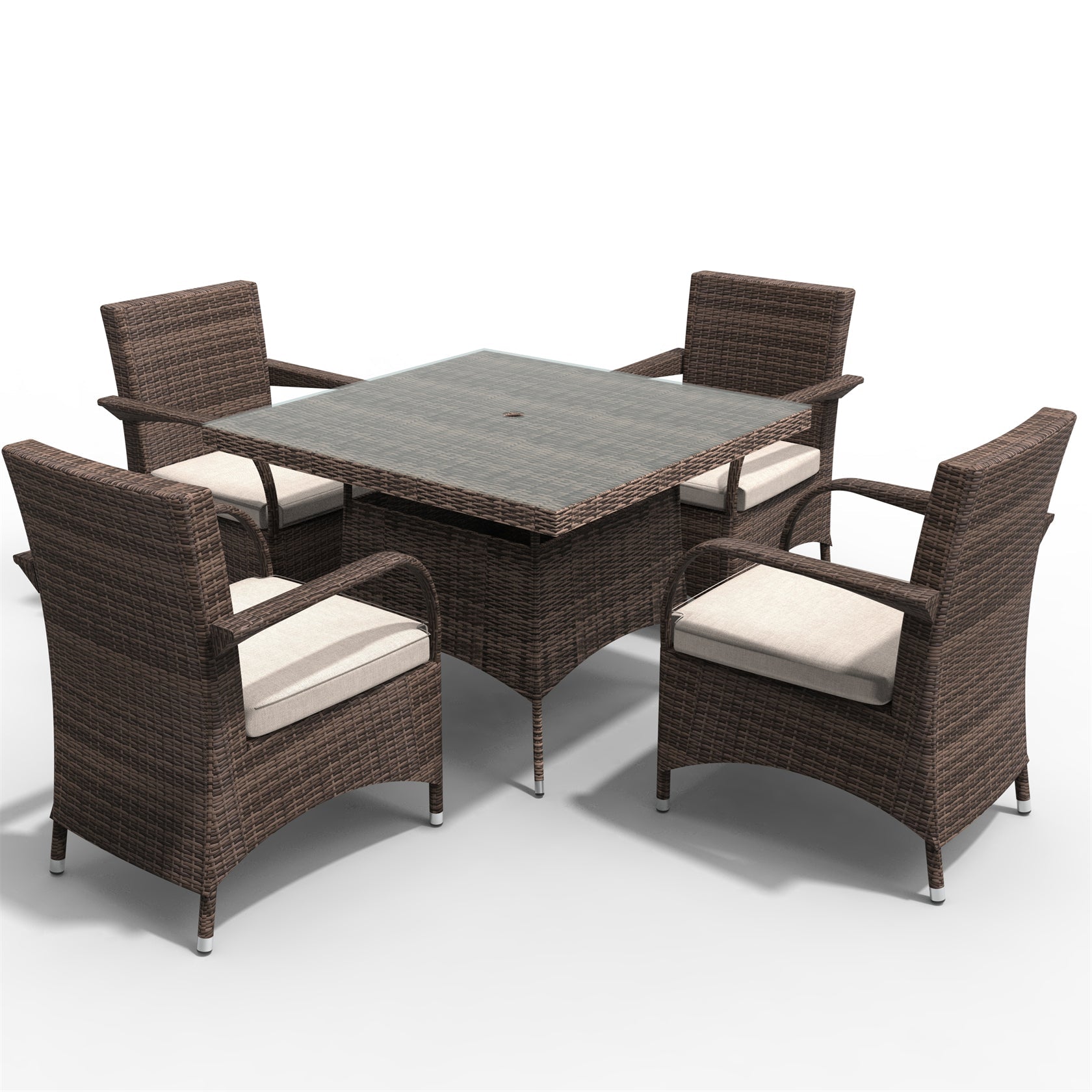 4 - Seater Outdoor Dining Set – Hampton Chairs with Cube Dining Table (PAD - 1710+1122) - Direct Wicker