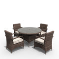 4 - Seater Outdoor Dining Set – Hampton Chairs with Round Dining Table (PAD - 1709+1122) - Direct Wicker